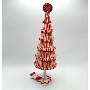 Peppermint Square‎ PINK Red 16” Whimsical PEPPERMINT Candy Decorative TREE New